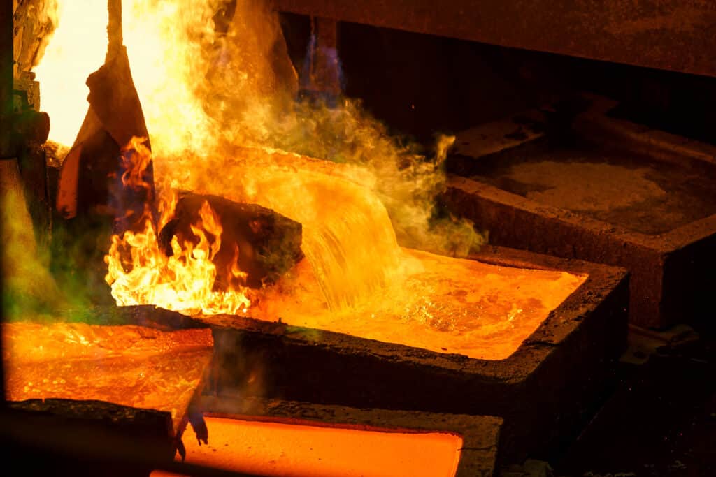 Copper production at the metallurgical plant.