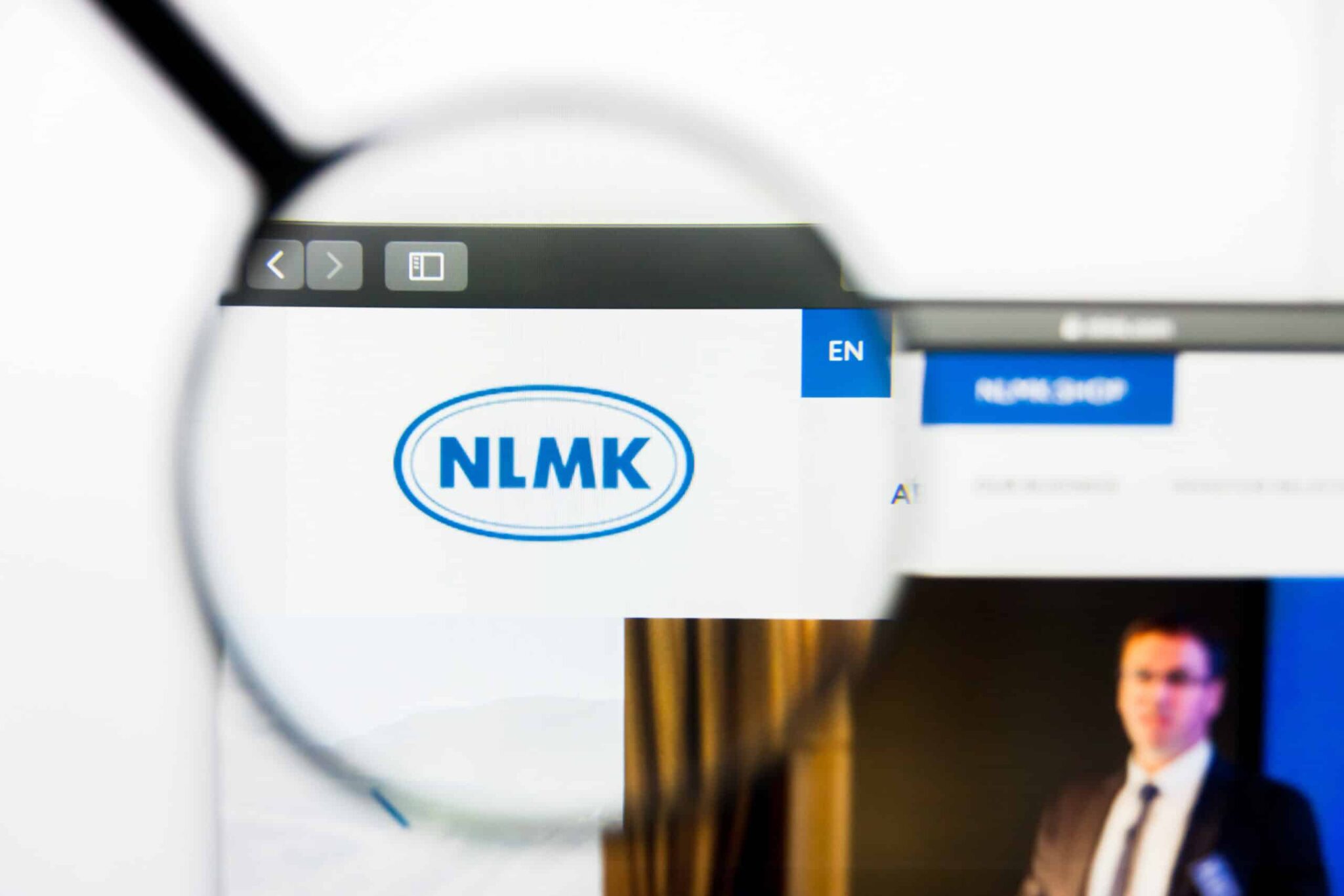 Los Angeles, California, USA - 23 March 2019: Illustrative Editorial of Novolipetsk Steel website homepage. Novolipetsk Steel logo visible on display screen.