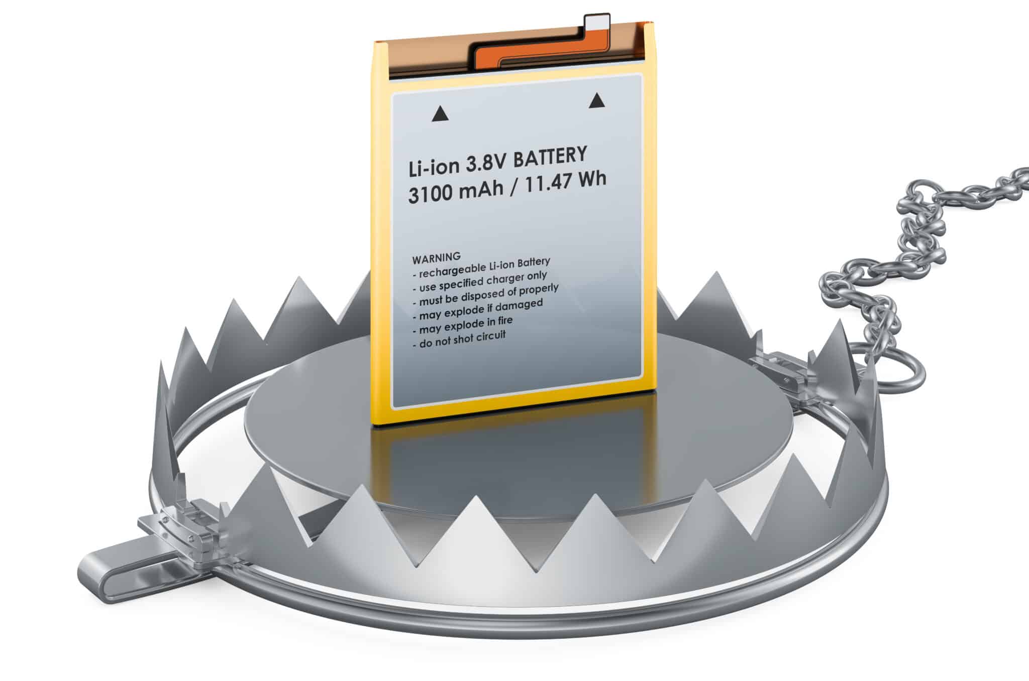 bear-trap-with-lithium-ion-cell-phone-battery-3d-rendering