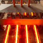Steel billets being cast